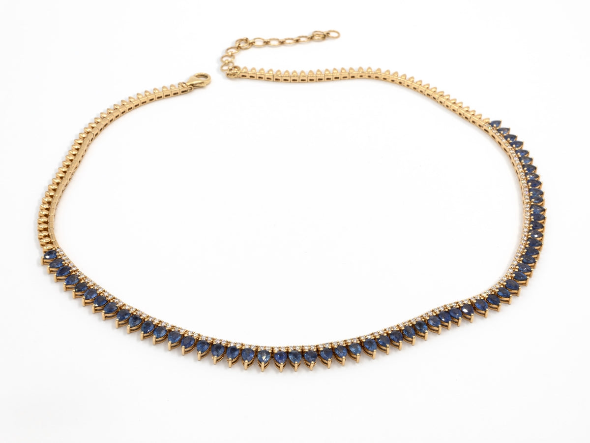 Diamond Sapphire Marquise Necklace