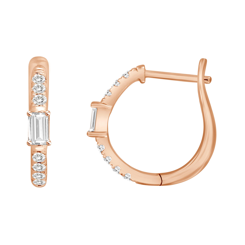 Diamond Huggies with Center Baguette