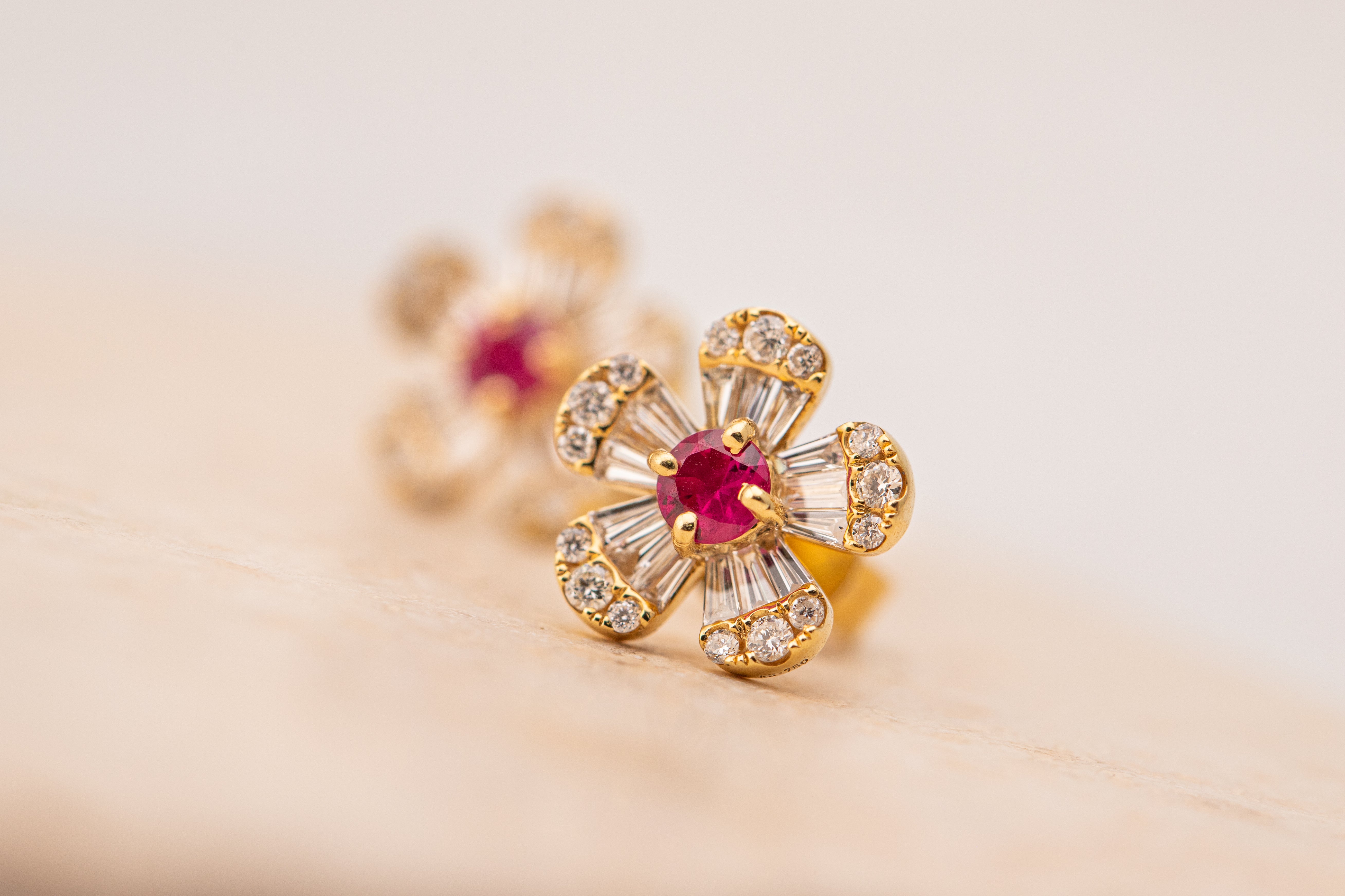 Ruby Flower Earrings