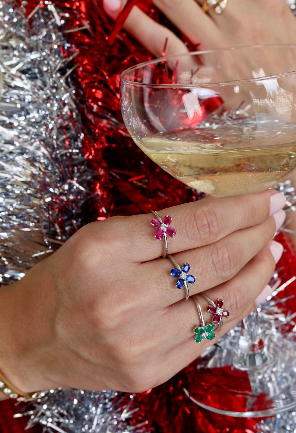 GEMSTONE FLOWER RING