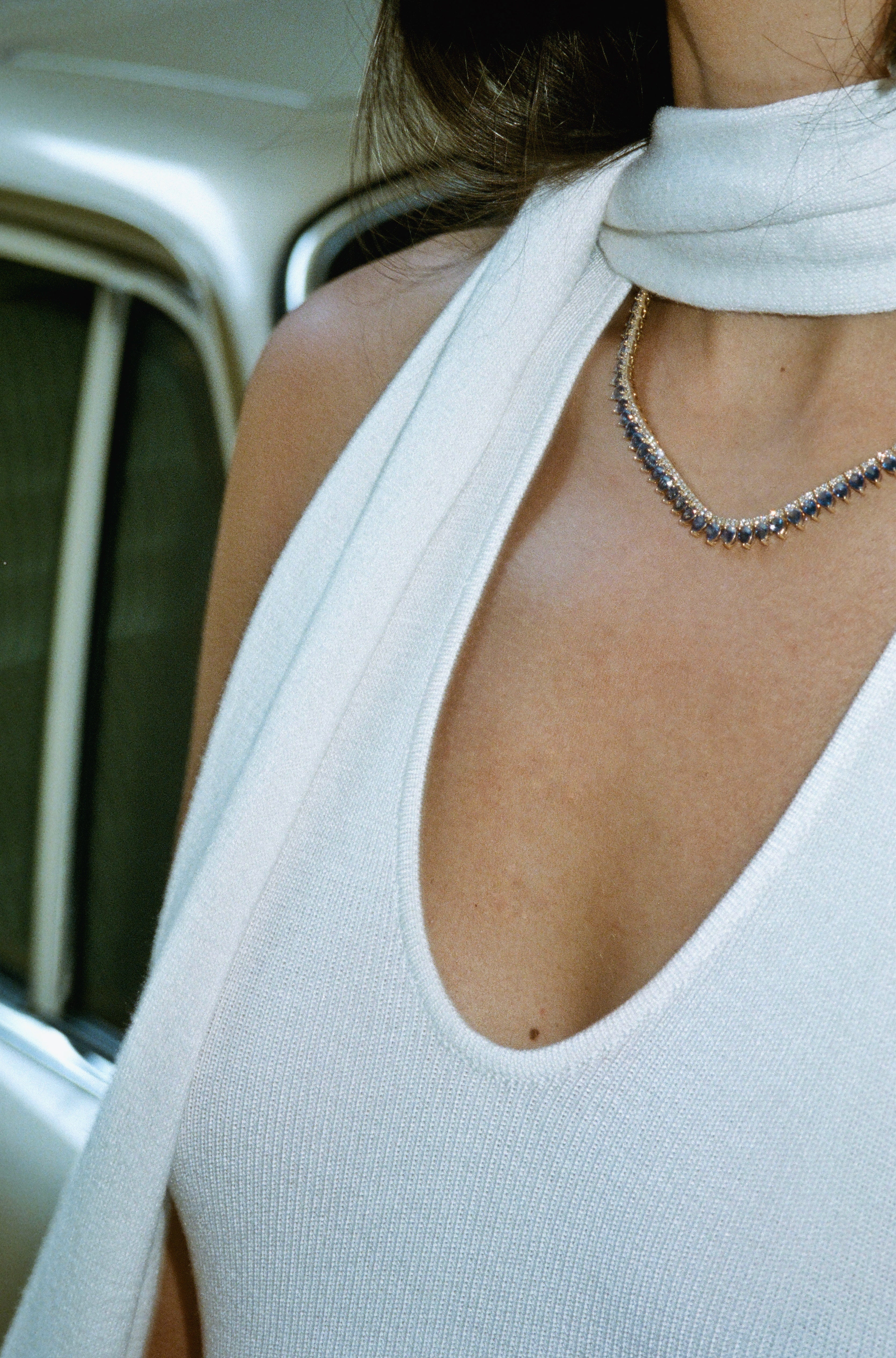 Diamond Sapphire Marquise Necklace