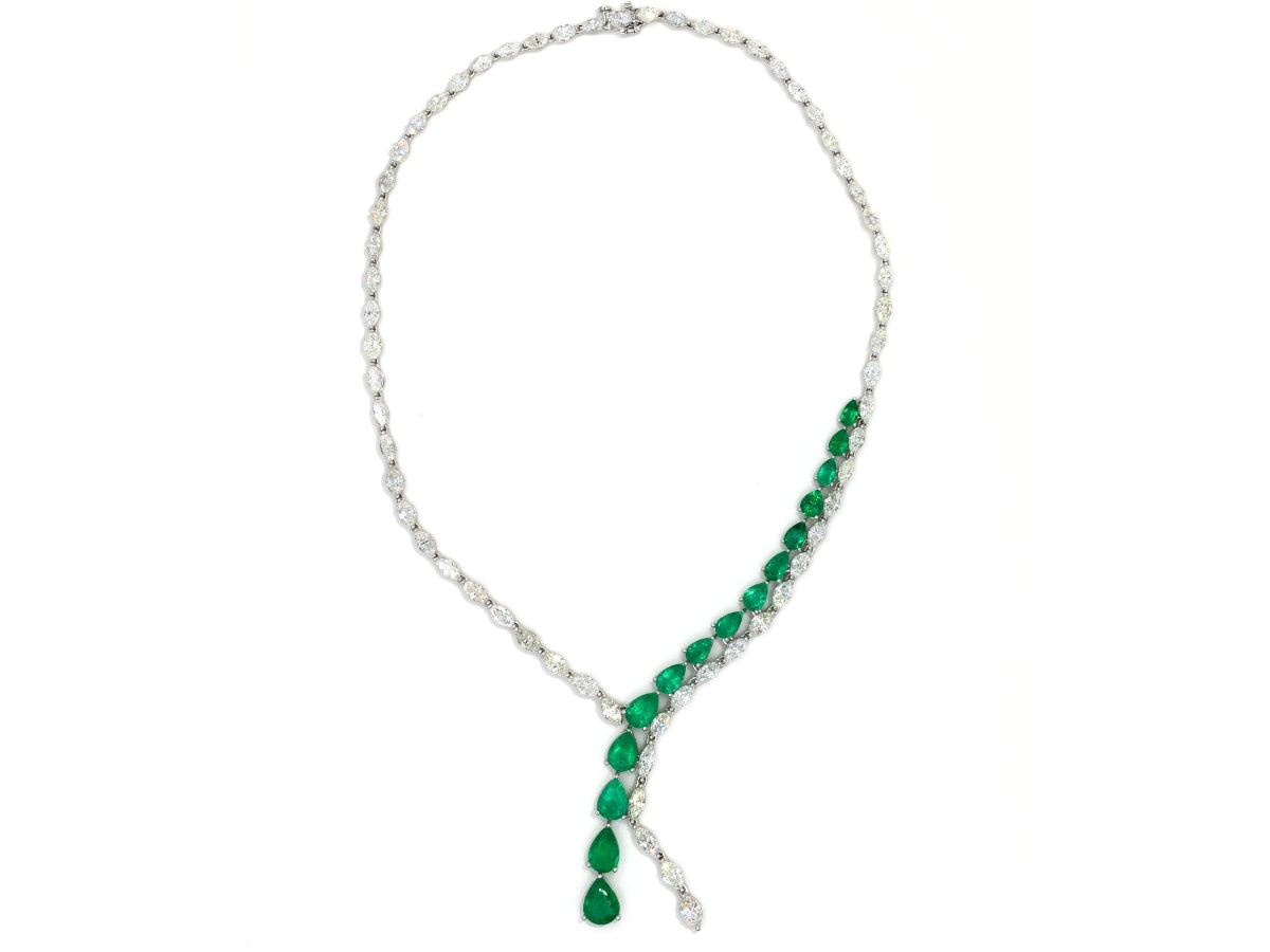 Half Emerald Half Diamond Statement Necklace