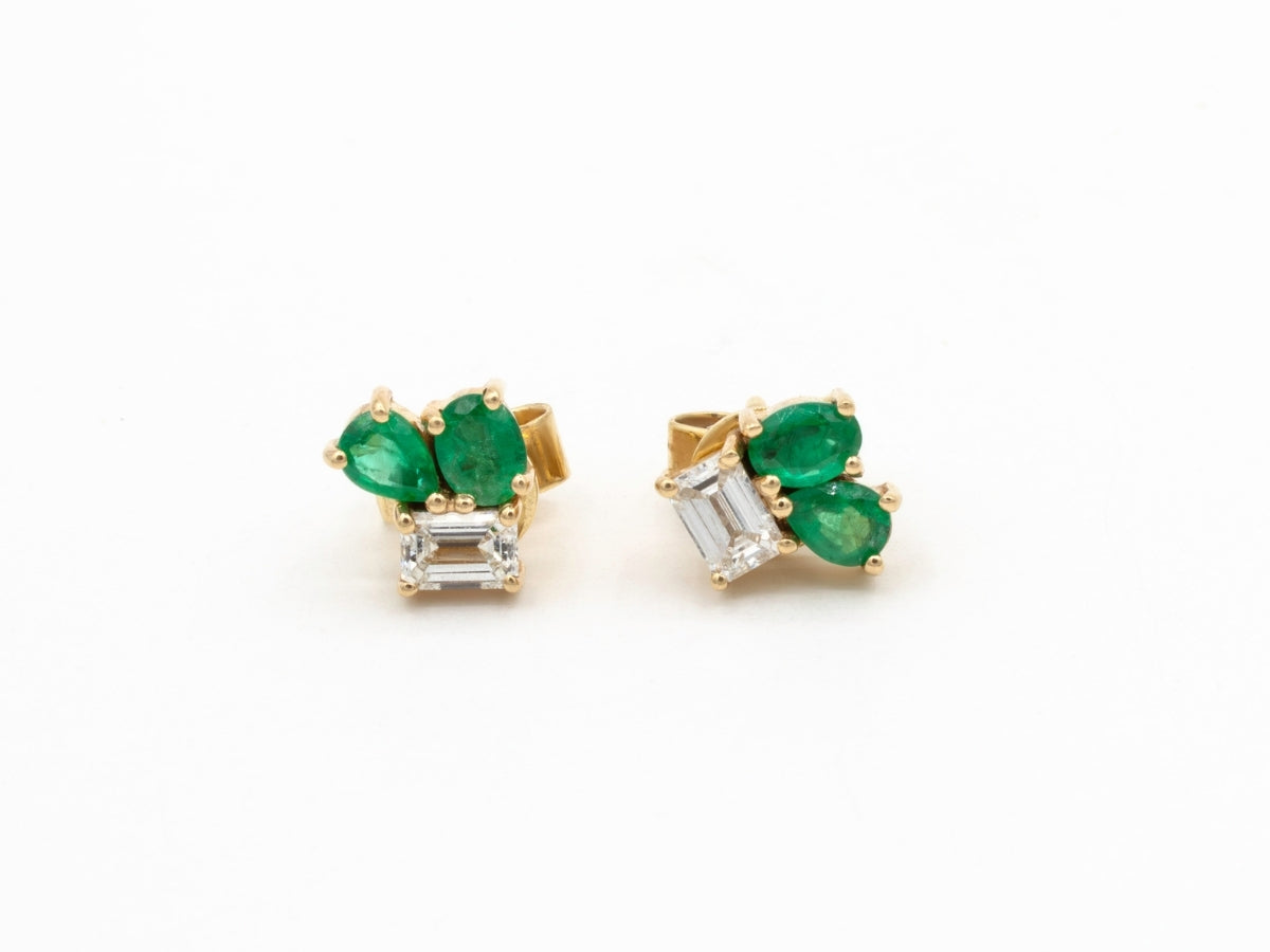 Emerald and Diamond Studs