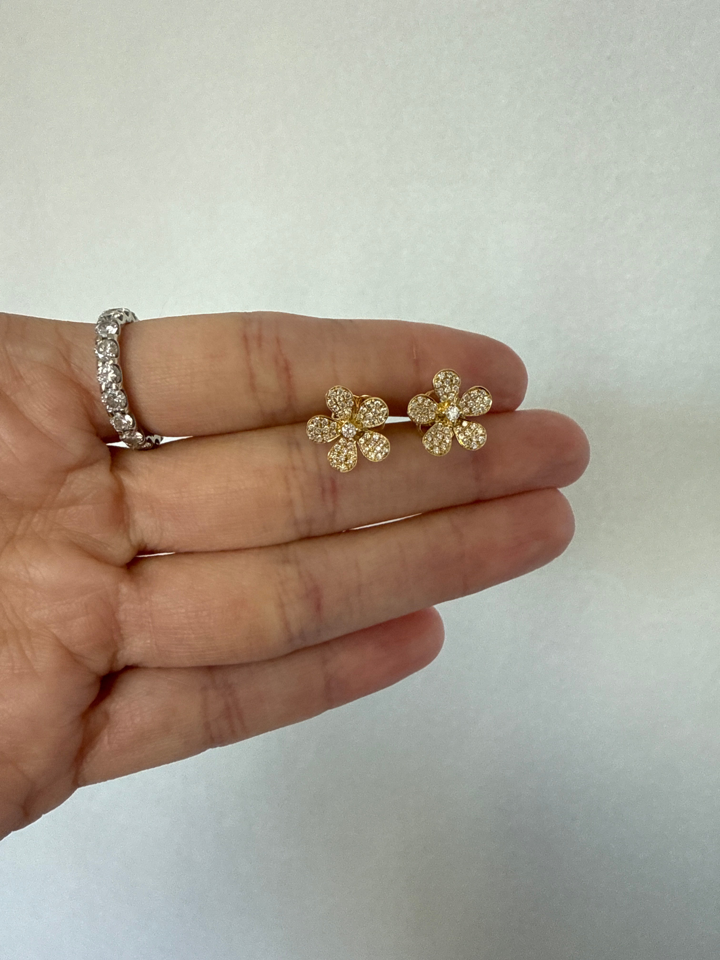 Yellow Gold Flower Earrings
