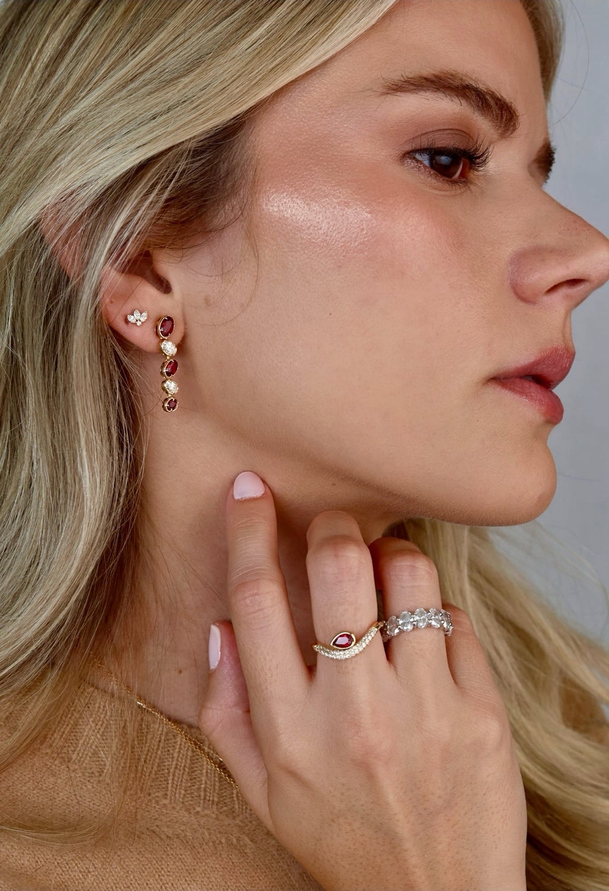 RUBY & DIAMOND LINE EARRINGS