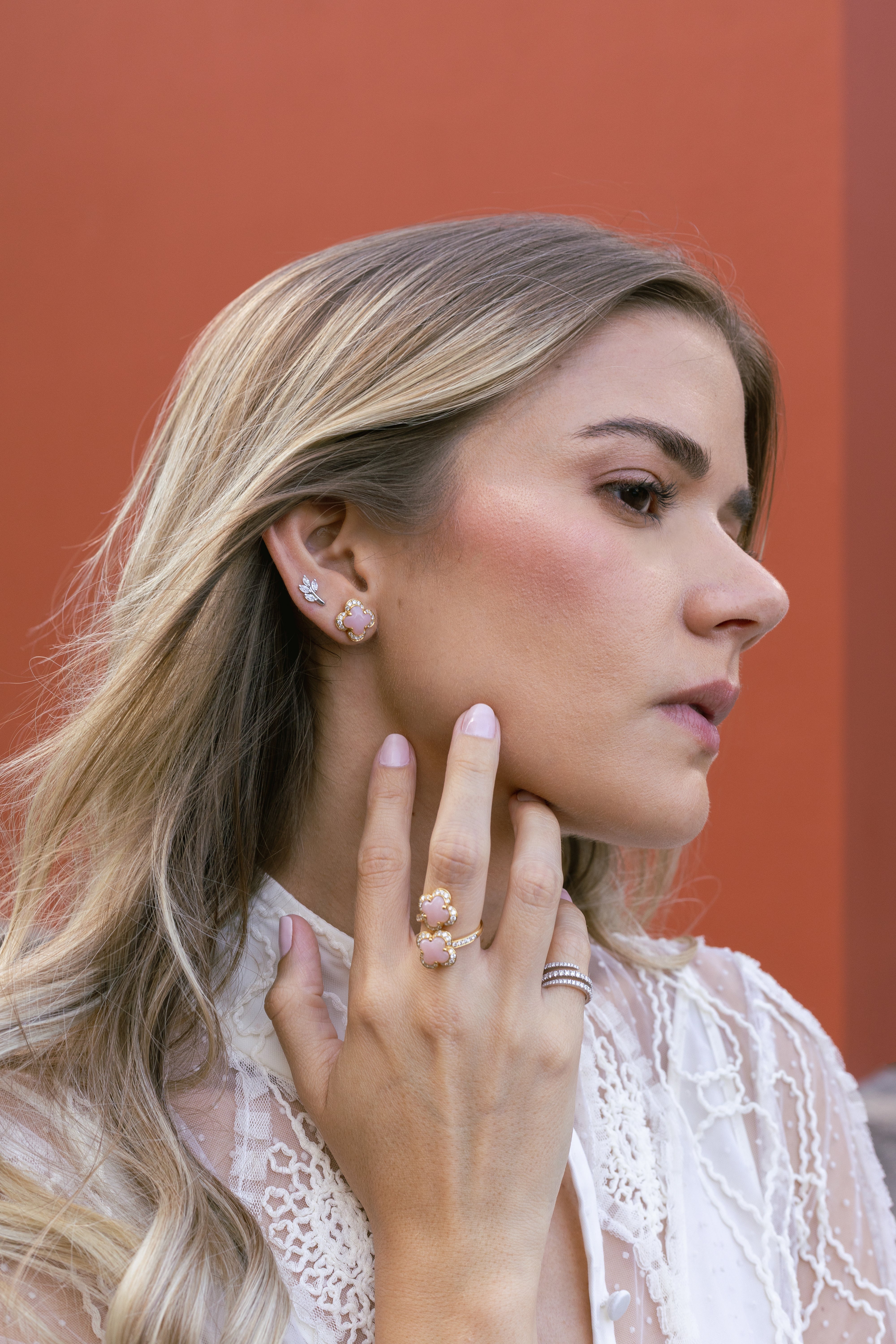 Pink Opal Flower Ring