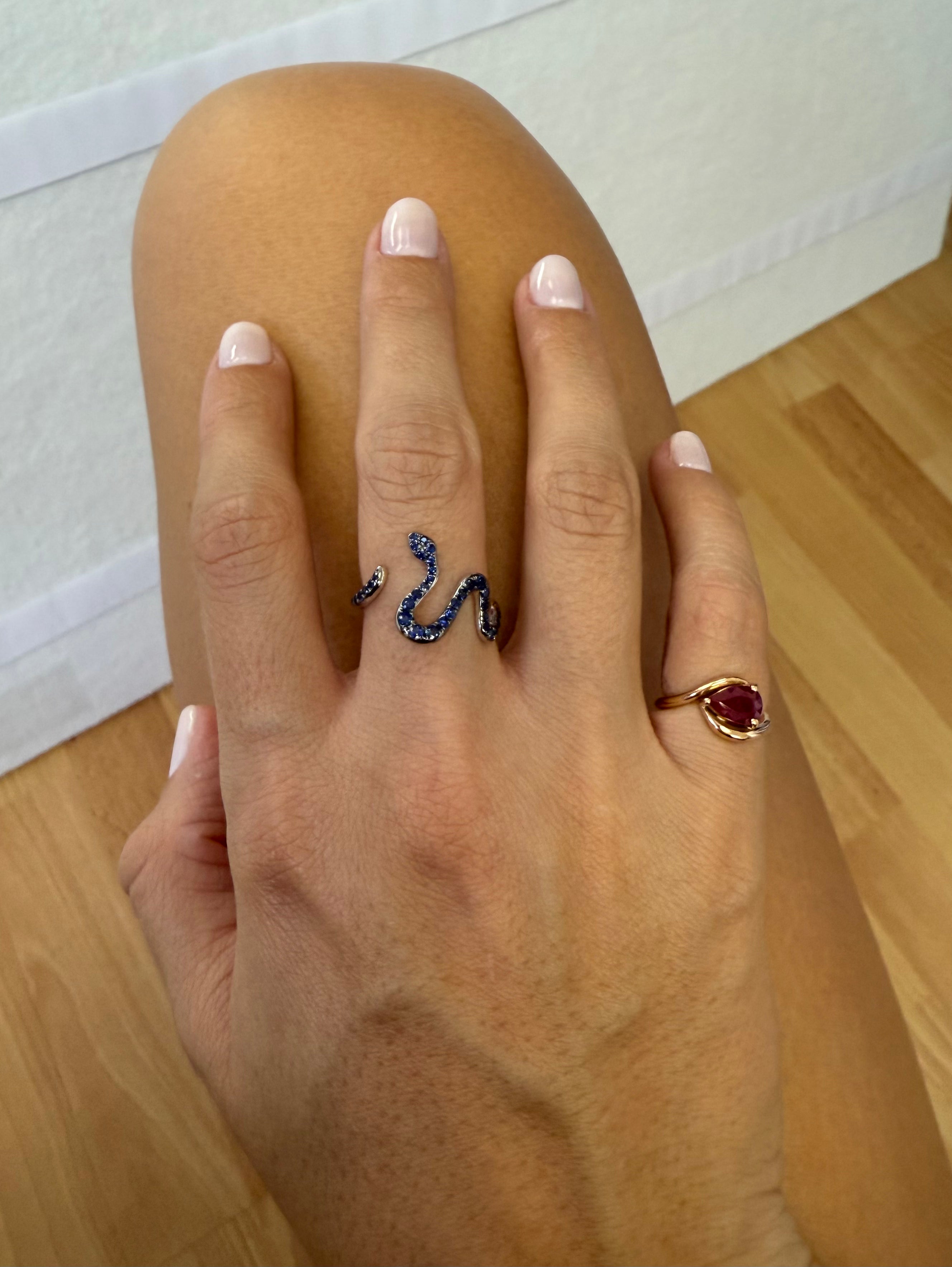 Blue Sapphire Snake Ring