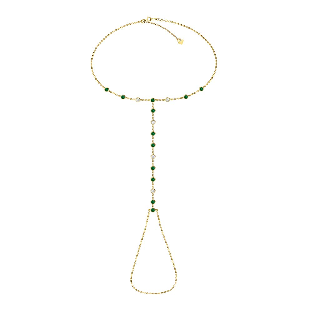 Emerald and Diamond Hand Chain