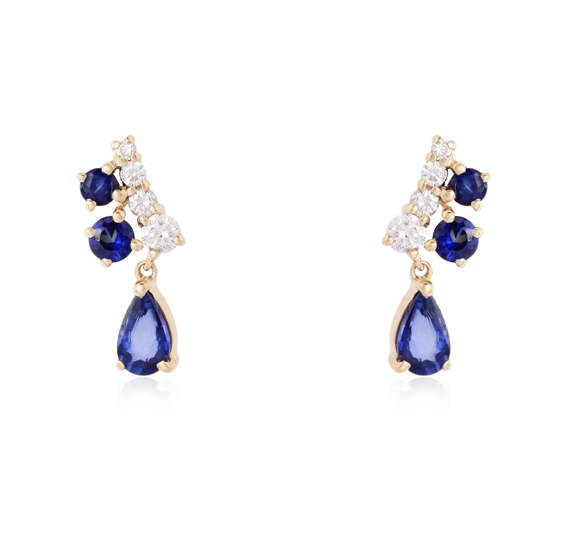 Sapphire Pear Diamond Stud Earring
