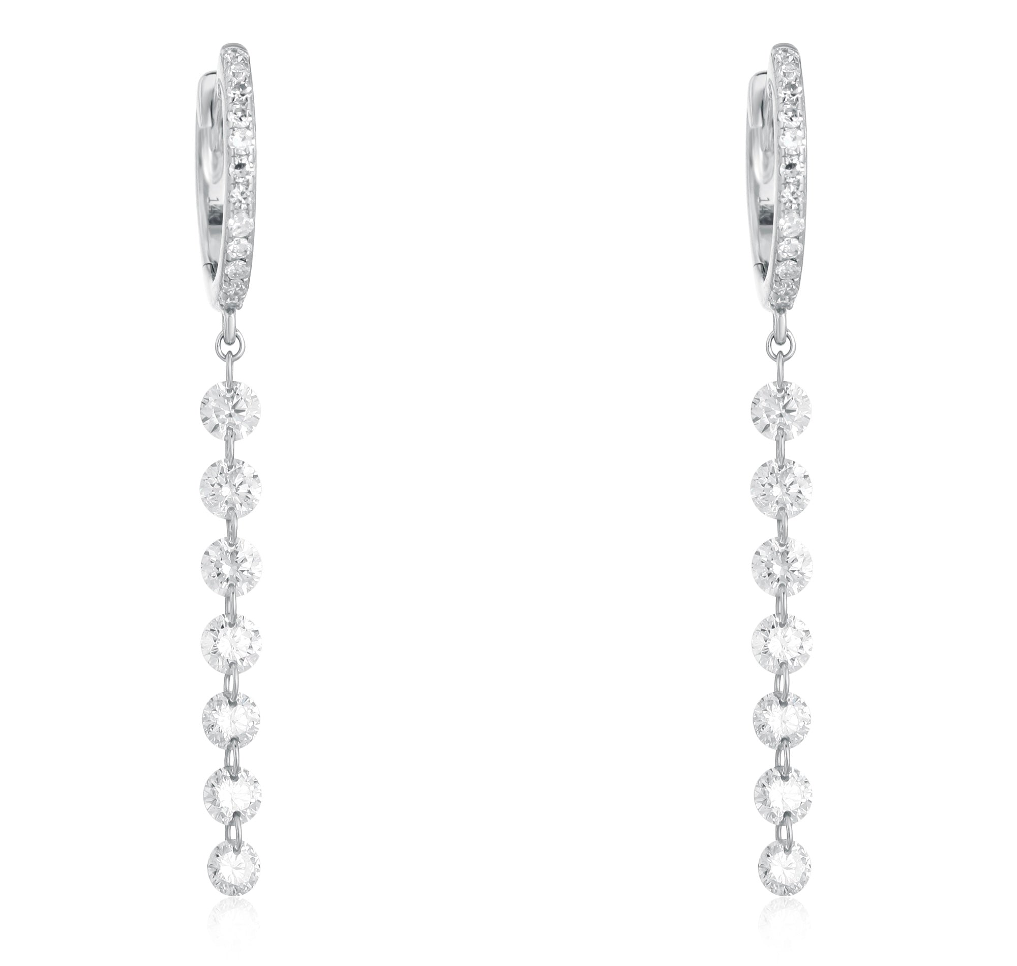 Diamond Hoop Earring with Dropping Diamonds