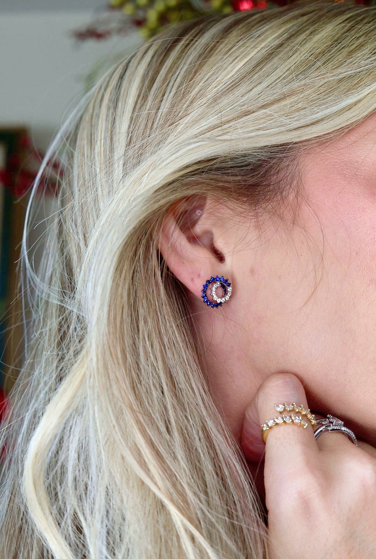 SAPPHIRE AND DIAMOND EARRINGS