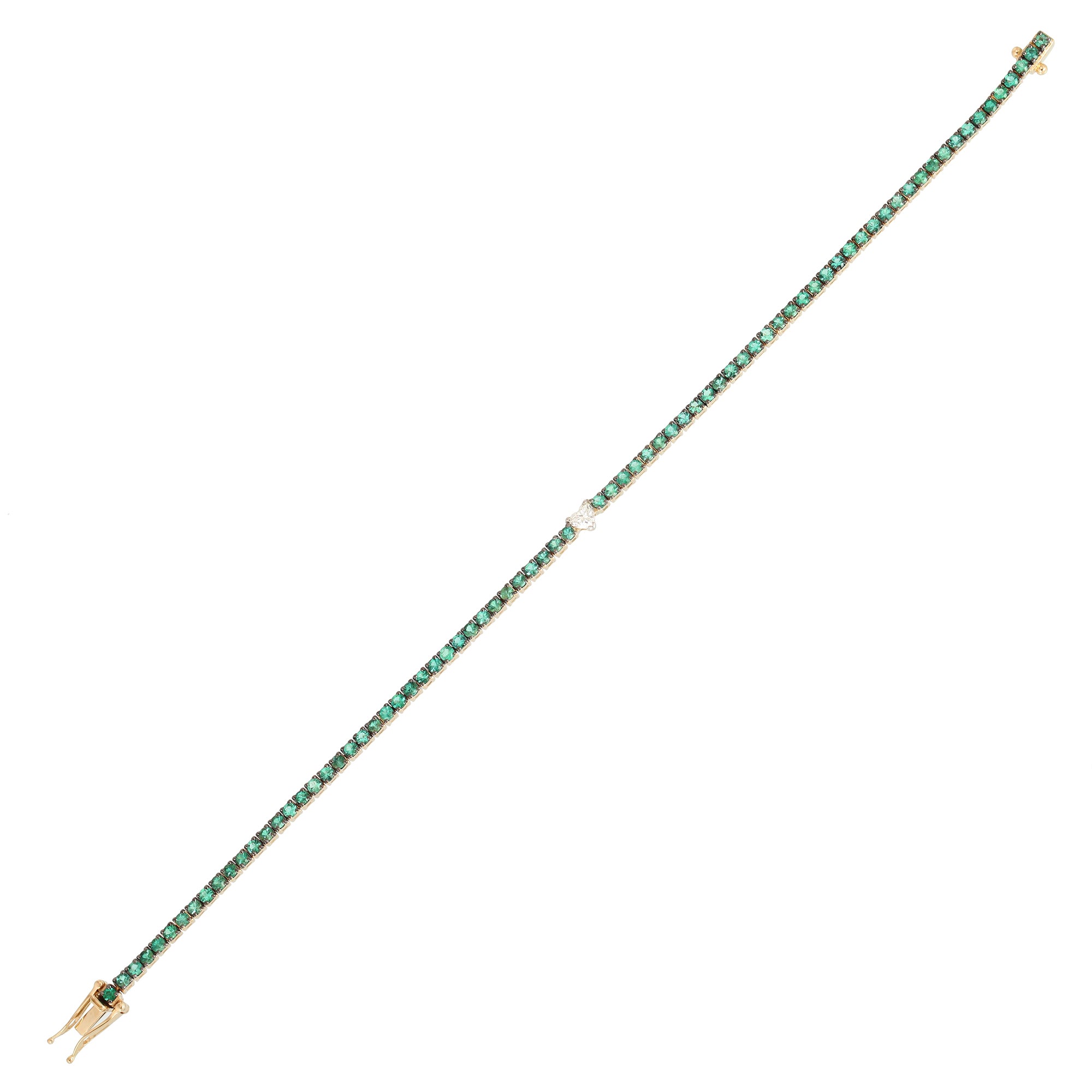 Emerald Tennis Bracelet with Heart Diamond
