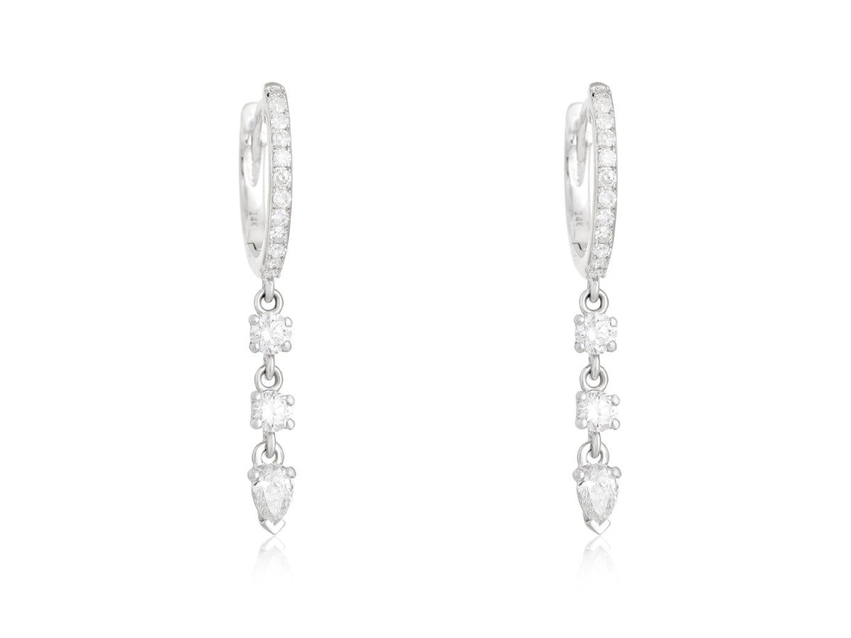 Diamond Hoop Earring with Hanging Diamonds