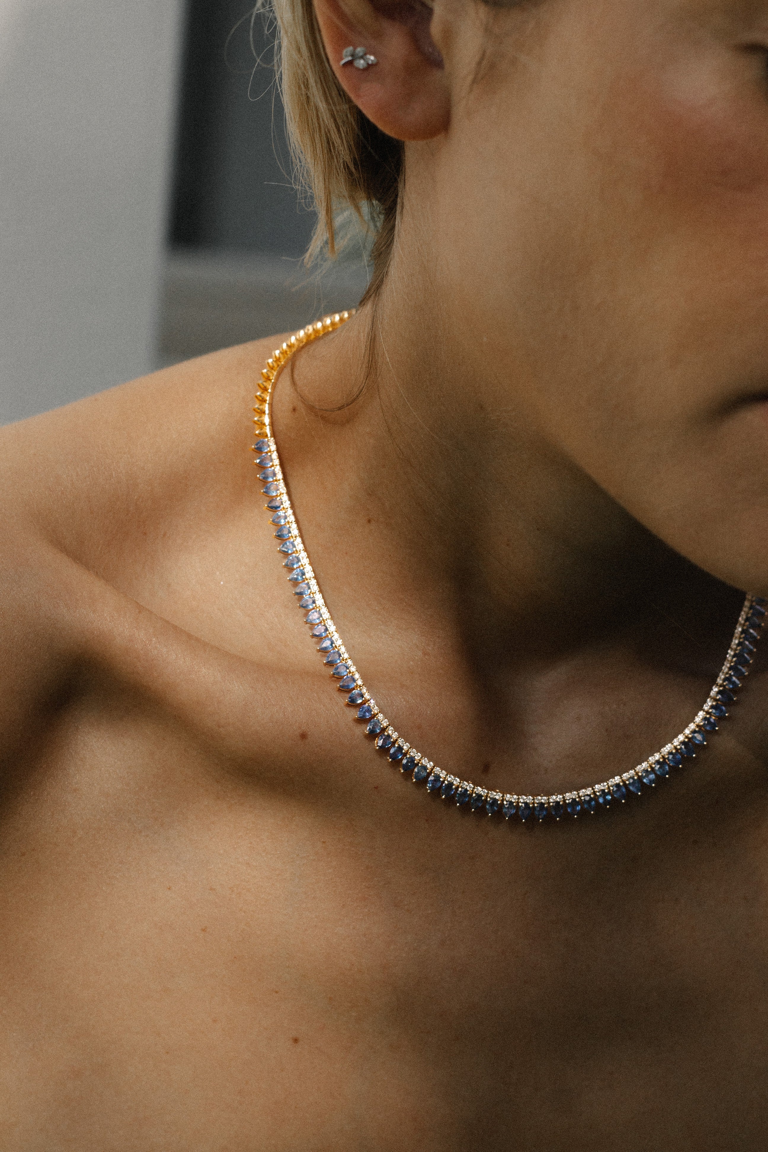 Diamond Sapphire Marquise Necklace